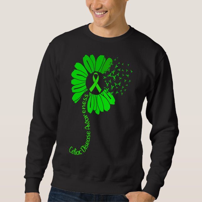 Celiac Disease Awareness Ribbon Sunflower Sweatshirt (Front)