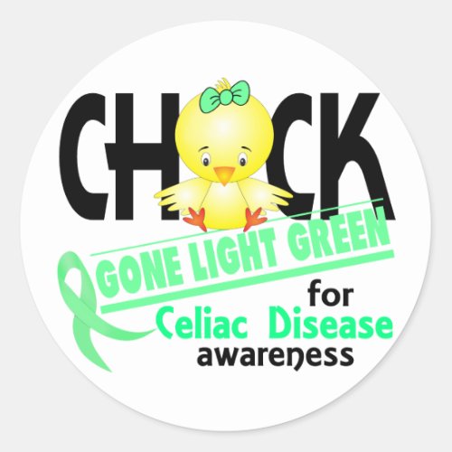 Celiac Disease Chick Gone Light Green 2 Classic Round Sticker