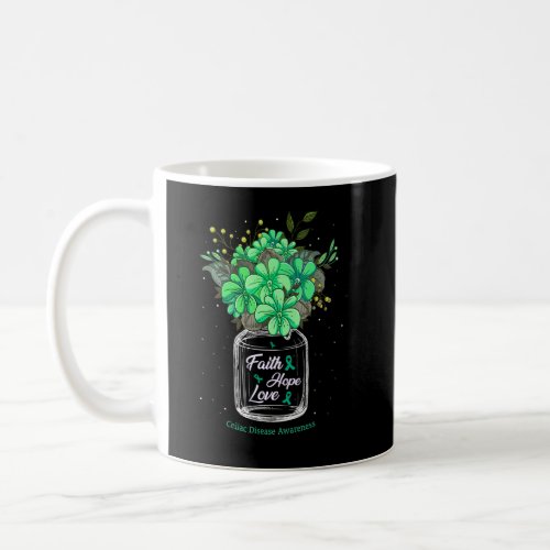 Celiac Disease Faith Love Hope Flower Jar Awarenes Coffee Mug