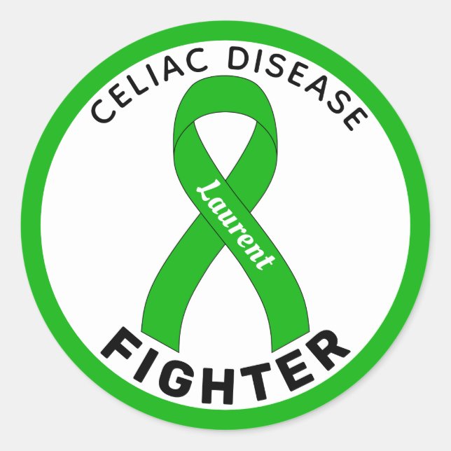  Celiac Disease Fighter Ribbon White Round Sticker (Front)