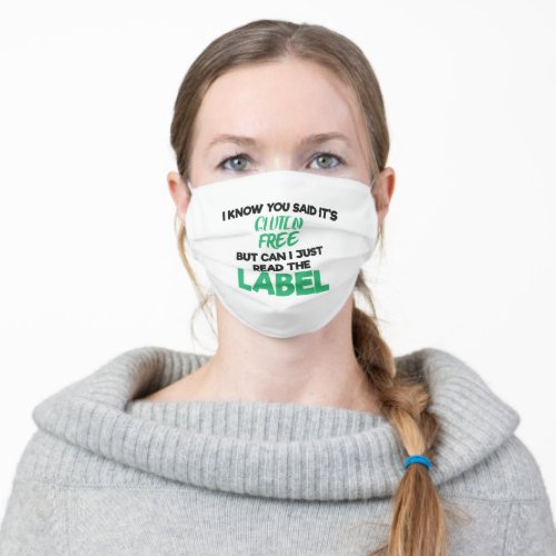 Celiac Disease Gluten Free Read The Label Gluten I Adult Cloth Face Mask