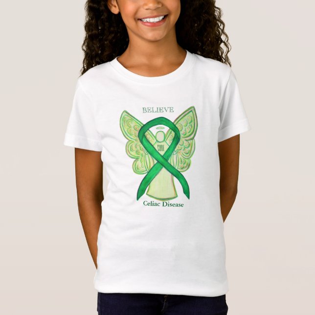 Celiac Disease Green Awareness Ribbon Angel Shirt (Front)