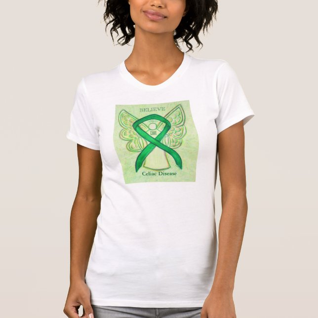 Celiac Disease Green Awareness Ribbon Angel Shirt (Front)