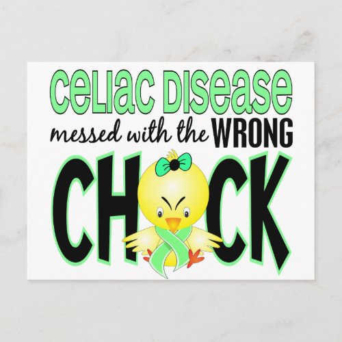 Celiac Disease Messed With The Wrong Chick Postcard