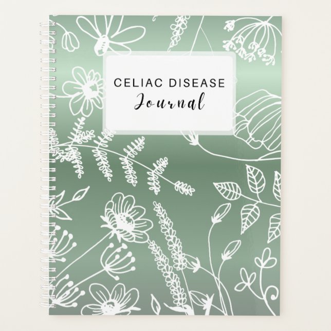 Celiac Disease Monthly Journal - Green Metallic Planner (Front)