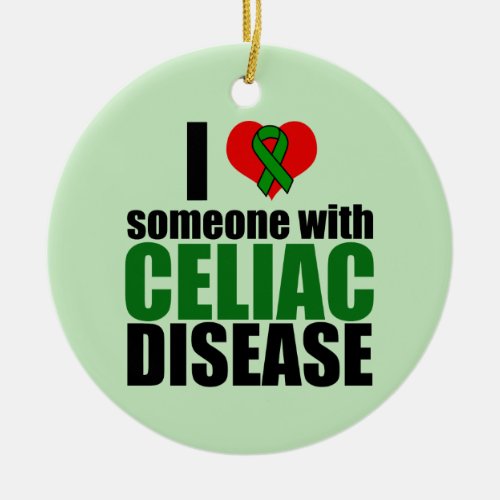 Celiac Disease Support Awareness Love Ribbon Ceramic Ornament