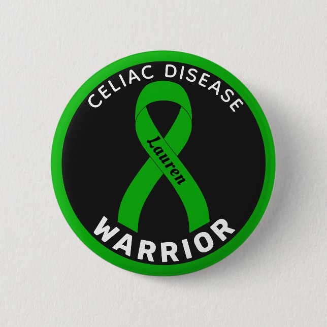 Celiac Disease Warrior Ribbon Black Button (Front)