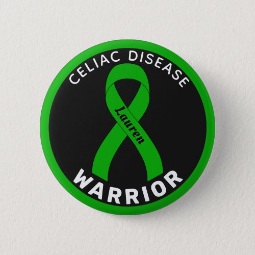 Celiac Disease Warrior Ribbon Black Button