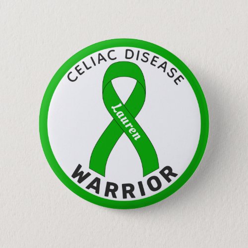 Celiac Disease Warrior Ribbon White Button