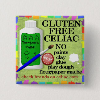 Celiac Gluten Free Art Supply Warning Pin/Button Pinback Button