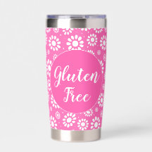 Celiac Gluten Free Pretty Pink White Daisy Pattern