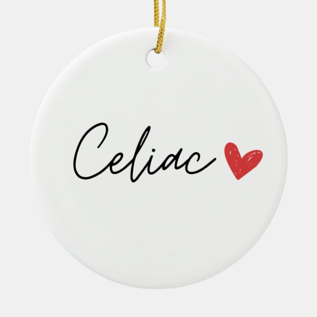 Celiac Heart Ceramic Ornament (Front)
