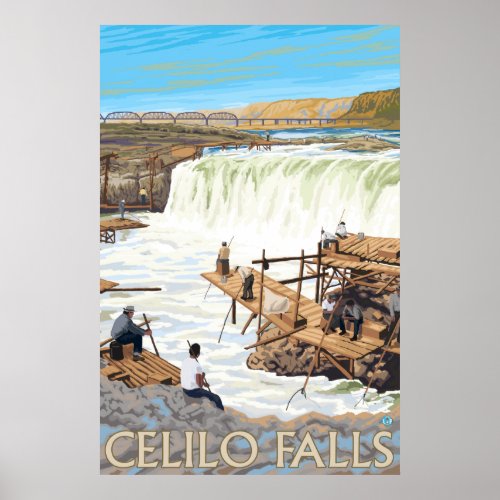 Celilo Falls Fishing Poster