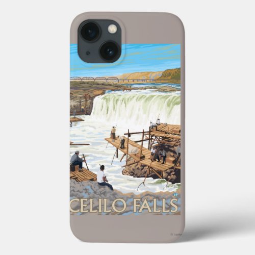 Celilo Falls Fishing Vintage Travel Poster iPhone 13 Case