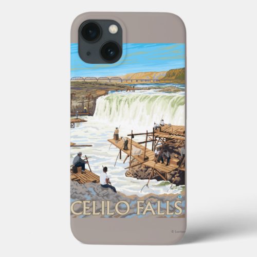 Celilo Falls Fishing Vintage Travel Poster iPhone 13 Case