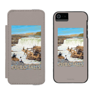 Celilo Falls Fishing Vintage Travel Poster Wallet Case For iPhone SE/5/5s