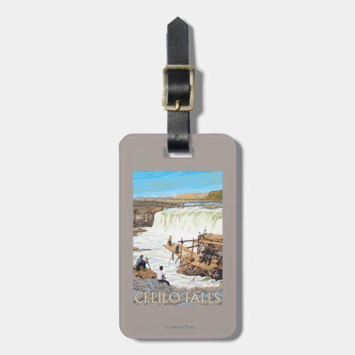 Celilo Falls Fishing Vintage Travel Poster Luggage Tag