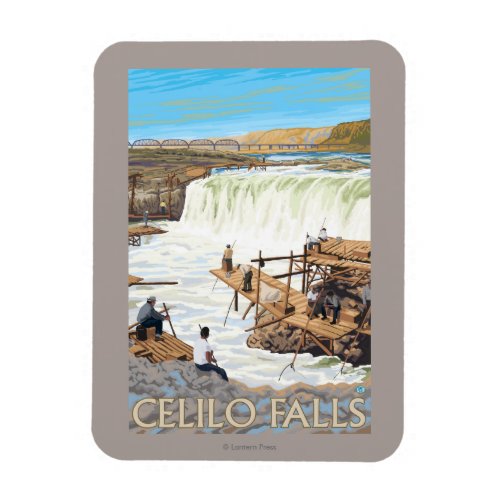 Celilo Falls Fishing Vintage Travel Poster Magnet