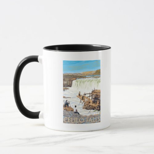 Celilo Falls Fishing Vintage Travel Poster Mug