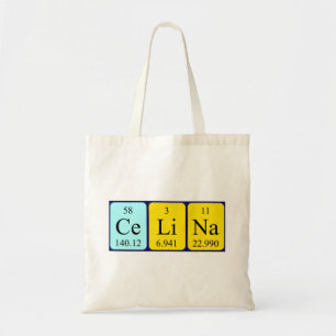 Celina periodic table name tote bag