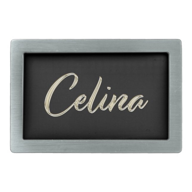Celina white gold Handwriting Belt Buckle (Front)