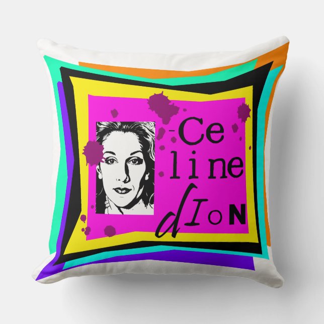 Celine Dion - pop art Throw Pillow (Front)