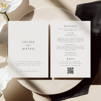 CELINE Minimalist Wedding Invite RSVP + Details
