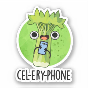 Cell-ery Phone Funny Celery Veggie Pun Sticker