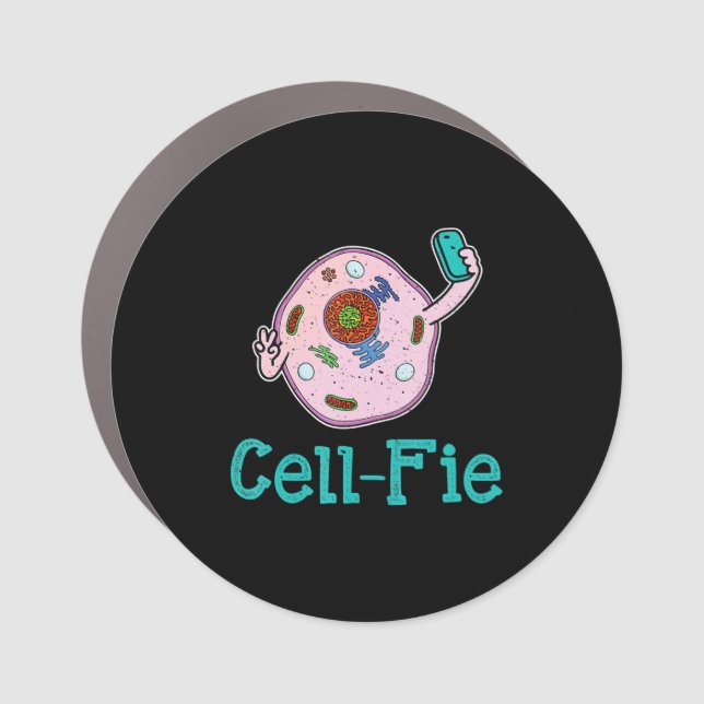 Cell-Fie Funny Biology Science Teacher Pun Gift Car Magnet (Front)