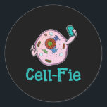 Cell-Fie Funny Biology Science Teacher Pun Gift Classic Round Sticker<br><div class="desc">Cell-Fie Funny Biology Science Teacher Pun Gift</div>
