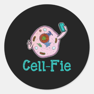 Cell-Fie Funny Biology Science Teacher Pun Gift Classic Round Sticker