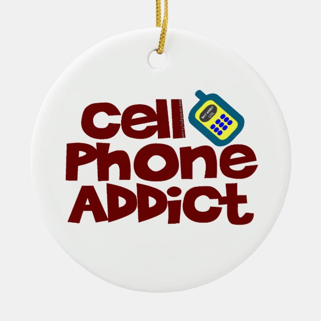 Cell Phone Addict Ceramic Ornament (Front)
