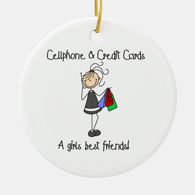 Cell Phone and Credit Cards Ceramic Ornament (Front)