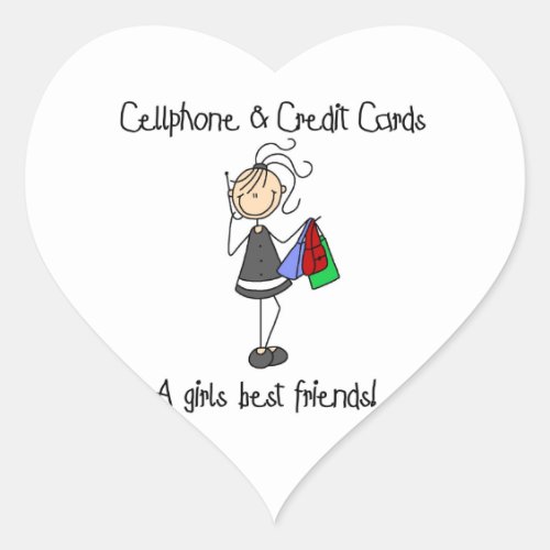 Cell Phone and Credit Cards Heart Sticker