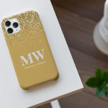 Cell Phone Case Gold  Glitter Elegant Script<br><div class="desc">Modern Cell Phone Case in yellow gold and gold glitter,  elegantly adorned with your script monogram,  first name and initial.</div>