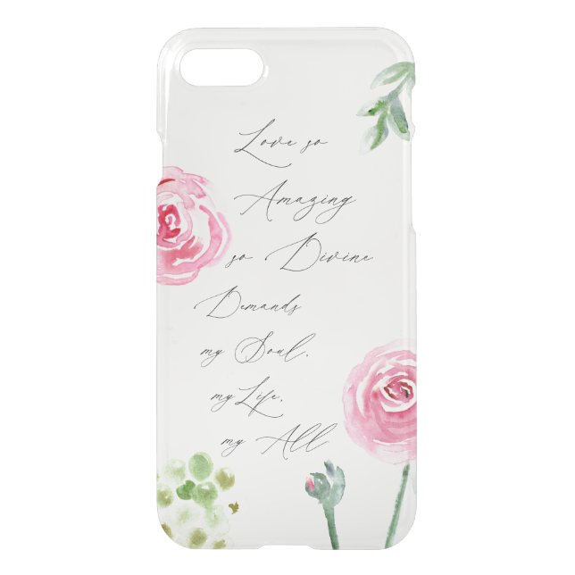Cell Phone Case with Hymn Words and watercolor (Back)