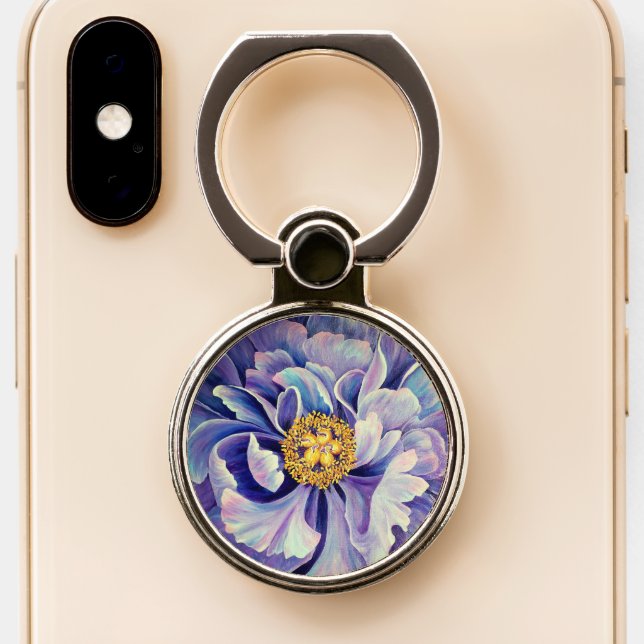 Cell Phone Holder/Grip Lavender Peony Phone Ring Stand (Close Up)