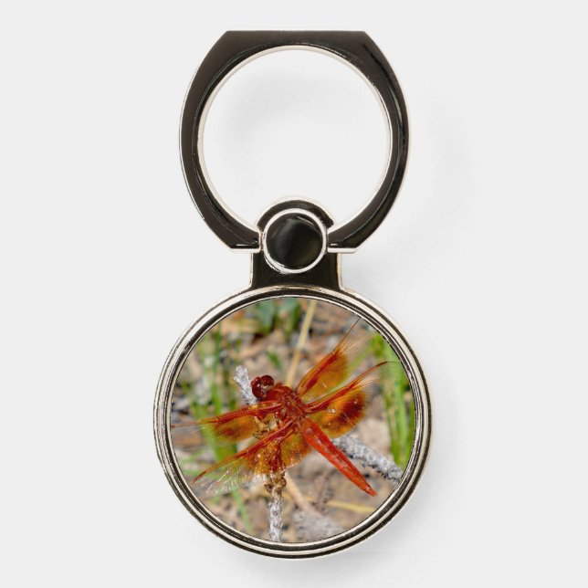 Cell Phone Holder/Grip Orange Dragonfly Phone Ring Stand (Front)