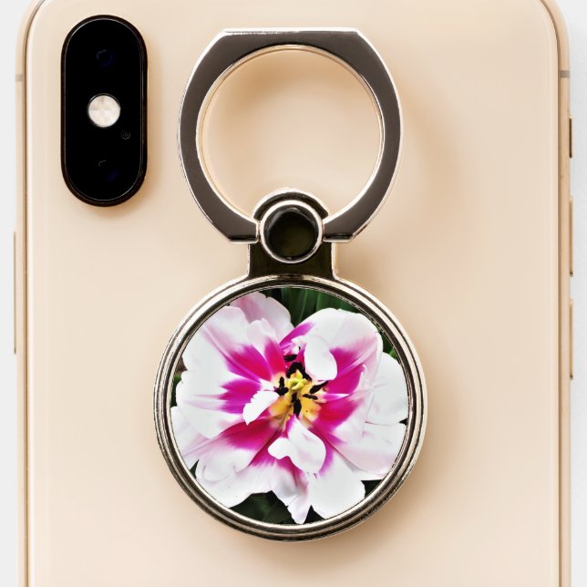 Cell Phone Holder/Grip Pink Tulip Phone Ring Stand (Close Up)