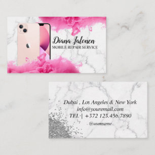 Cell Phone Mobile Repair Service Black Metal  Business Card