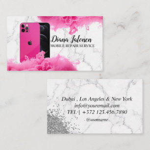Cell Phone Mobile Repair Service Black Metal Business Card
