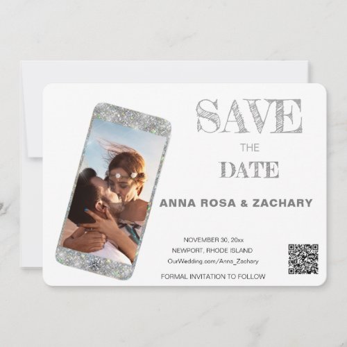 *~* Cell Phone QR AR6 Photo WEDDING SAVE the DATE Invitation