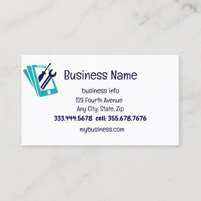 Cell Phone Repair Sales & Services Business Card (Front)