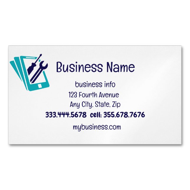 Cell Phone Repair Sales & Services Business Card Magnet (Front)