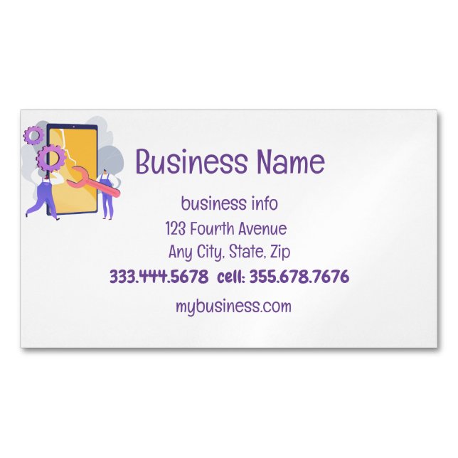 Cell Phone Repair Sales & Services Business Card Magnet (Front)