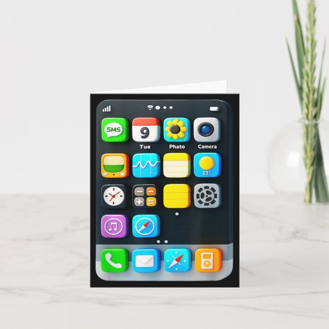 Cell Phone Screen Smartphone Mobile App Halloween Card (Front)