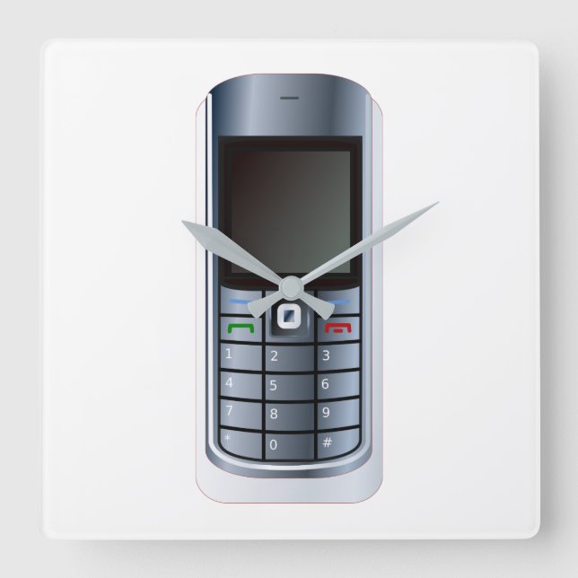 Cell Phone Square Wall Clock (Front)