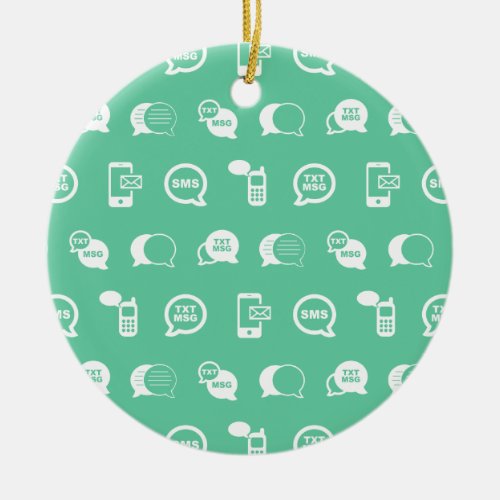 Cell Phone Text Message  Email Themed Teal Design Ceramic Ornament