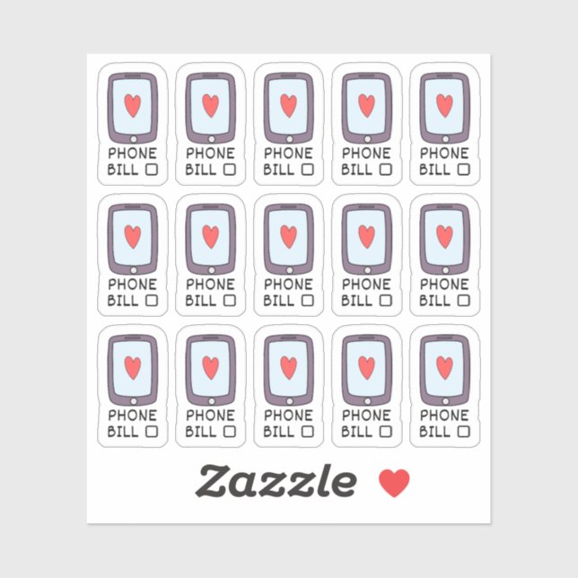 Cell Phone Utility Bill Due Budget Tracker Planner Sticker (Sheet)