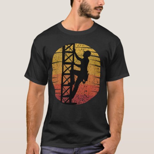 Cell Tower Climber Climbing Antenna Vintage Retro T_Shirt